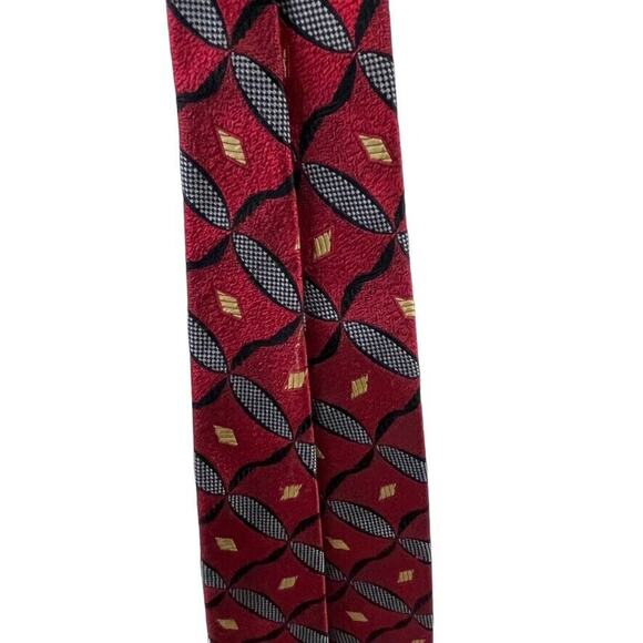 Jos A Bank Signature Collection Mens Red Neck Tie Necktie Silk Italy 4" Wide - Picture 10 of 16